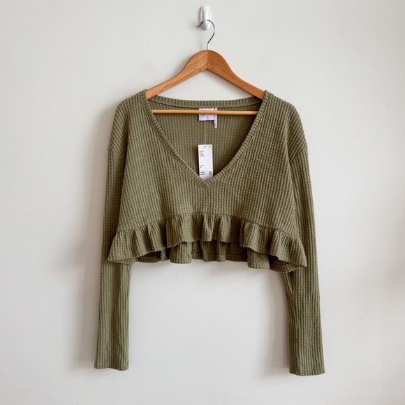 New! URBAN OUTFITTERS • Out From Under Anya Cozy Babydoll Top in Green - Picture 3 of 12